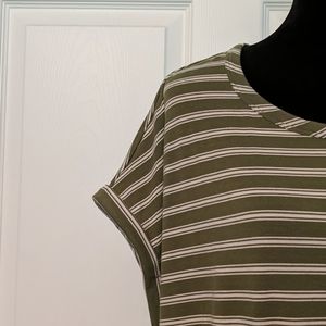 Green and white stripped summer dress